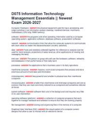 D075 Information Technology Management Essentials || Newest Exam 2026-2027