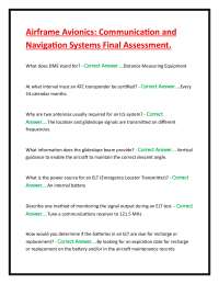 Airframe Avionics: Communication and Navigation Systems Final Assessment.