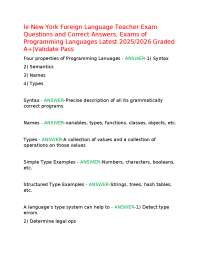le New York Foreign Language Teacher Exam Questions and Correct Answers, Exams of Programm