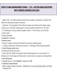 Supply Chain Management Exam 1 TCU Layton (PDF) | 2026 Questions & Answers