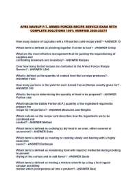 AFRS NAVSUP P-7, ARMED FORCES RECIPE SERVICE EXAM WITH COMPLETE SOLUTIONS 100% VERIFIED