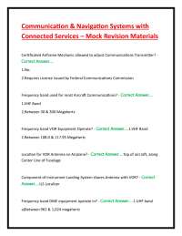 Communication & Navigation Systems with Connected Services – Mock Revision Materials