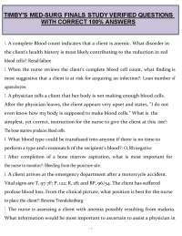 Timby’s Med-Surg Finals Study (PDF) | 2026 Verified Questions & Answers Guide