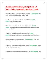 Vehicle Communication, Navigation & EV Technologies – Complete Q&A Study Guide.