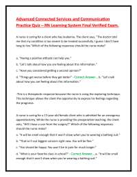Advanced Connected Services and Communication Practice Quiz – RN Learning System.