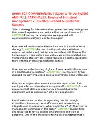 SHRM-SCP COMPREHENSIVE EXAM WITH ANSWERS AND FULL RATIONALES, Exams of Industrial manageme