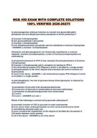 MCB 450 EXAM WITH COMPLETE SOLUTIONS 100% VERIFIED 2026-2027!!