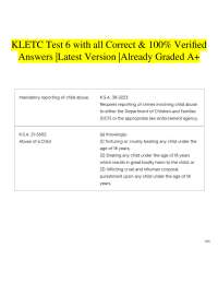 KLETC Test 6 with all Correct & 100% Verified Answers |Latest Version |Already Graded A+