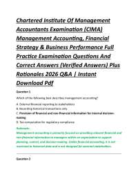 Chartered Institute Of Management Accountants Examination (CIMA) Management Accounting,