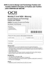 OCR A Level in Design and Technology: Fashion and Textiles H405/01 Principles of Fashion a