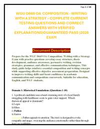 WGU D669 OA COMPOSITION - WRITING WITH A STRATEGY – COMPLETE CURRENT TESTING QUESTIONS