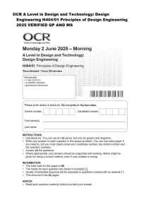 OCR A Level in Design and Technology: Design Engineering H404/01 Principles of Design Engi