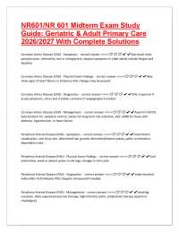 NR601/NR 601 Midterm Exam Study Guide: Geriatric & Adult Primary Care 2026/2027 With Compl