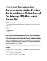 Finra Series 7 General Securities Representative Examination Questions And Correct Answe
