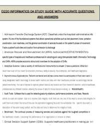 D220 Informatics OA Study Guide (PDF) | 2026 Nursing Informatics Exam Questions | Accurate