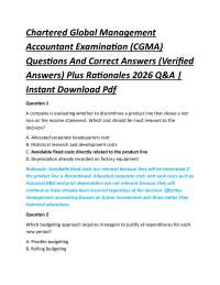 Chartered Global Management Accountant Examination (CGMA) Questions And Correct Answers