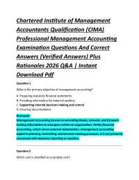 Chartered Institute of Management Accountants Qualification (CIMA) Professional Manageme