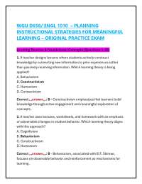 WGU D658/ ENGL 1010 – PLANNING INSTRUCTIONAL STRATEGIES FOR MEANINGFUL LEARNING – ORIGI