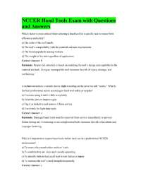 NCCER Hand Tools Exam with Questions and Answers