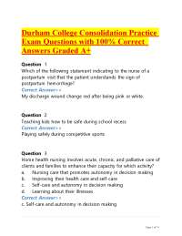 Durham College Consolidation Practice Exam Questions with 100% Correct Answers Graded A+