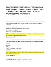 QUANTUM COMPUTING THERMAL SYSTEMS ACTUAL EXAM AND PRACTICE TESTS NEWEST 2026/2027 WITH C