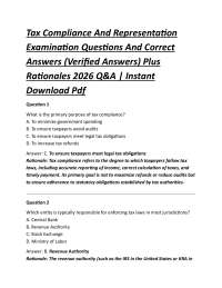 Tax Compliance And Representation Examination Questions And Correct Answers (Verified An