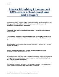 Alaska Plumbing License cert 2024 exam actual questions and answers