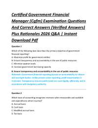 Certified Government Financial Manager (Cgfm) Examination Questions And Correct Answers