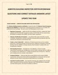 ASBESTOS BUILDING INSPECTOR CERTIFICATION EXAM QUESTIONS AND CORRECT DETAILED ANSWERS LATE
