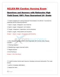 NCLEX-RN Cardiac Nursing Exam Questions and Answers with Rationales High Yield Exam| 10