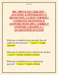 BSC 2085 EXAM 2 2026-2027 | Anatomy & Physiology I | Epithelial Tissue, Connective Tissue,