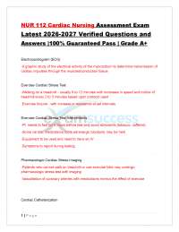 NUR 112 Cardiac Nursing Assessment Exam Latest 2026-2027 Verified Questions and Answers