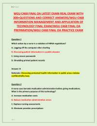 WGU C468 FINAL OA LATEST EXAM REAL EXAM WITH 300+QUESTIONS AND CORRECT ANSWERS/WGU C468