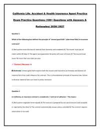 California Life, Accident & Health Insurance Agent Practice Exam Practice Questions (100+