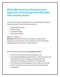 WGU C468 Information Management and Application of Technology Latest 2025/2026 with comp
