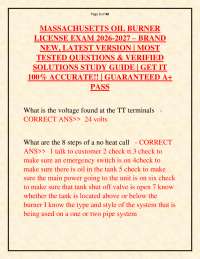 MASSACHUSETTS OIL BURNER LICENSE EXAM 2026-2027 | Most Tested Questions & Verified Solutio
