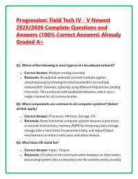 Progression: Field Tech IV - V Newest 2025/2026 Complete Questions and Answers (100% Cor