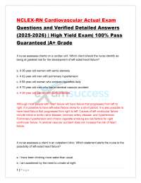NCLEX-RN Cardiovascular Actual Exam Questions and Verified Detailed Answers (2025-2026)
