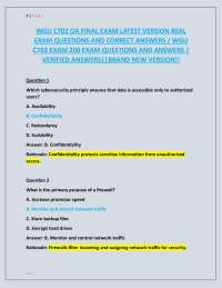 WGU C702 OA FINAL EXAM LATEST VERSION REAL EXAM QUESTIONS AND CORRECT ANSWERS / WGU C702