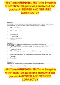 NRNP 6665 Midterm Seraphin Exam 100 Questions Answered and Verified A+
