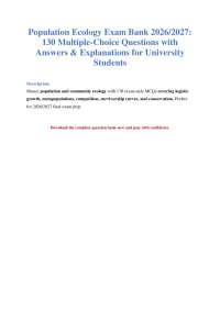 Population Ecology Exam Questions & Answers 2026