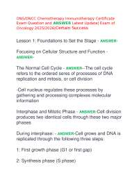 ONS/ONCC Chemotherapy Immunotherapy Certificate Exam Question and ANSWER Latest Update| Ex