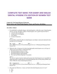 Darby and Walsh Dental Hygiene: Theory and Practice 5th Edition – Complete Test Bank (Chap