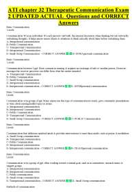 ATI chapter 32 Therapeutic Communication Exam 2 UPDATED ACTUAL Questions and CORRECT An