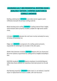 LOUISIANA (LA) 7-803 RESIDENTIAL ROOFING EXAM 2026/2027 QUESTIONS & CORRECT ANSWERS