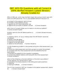 EMT- NYS PSI Questions with all Correct & 100% Verified Answers |Latest Version |Already G