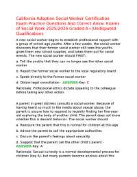 California Adoption Social Worker Certification Exam Practice Questions And Correct Answ,