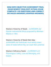 WGU D094 Objective Assessment Final Exam 2026/2027 | 130 Questions & Verified Detailed Ans