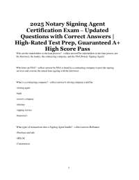 2025 Notary Signing Agent Certification Exam – Updated Questions with Correct Answers |