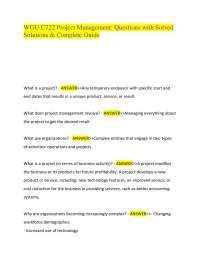 WGU C722 Project Management: Questions with Solved Solutions & Complete Guide